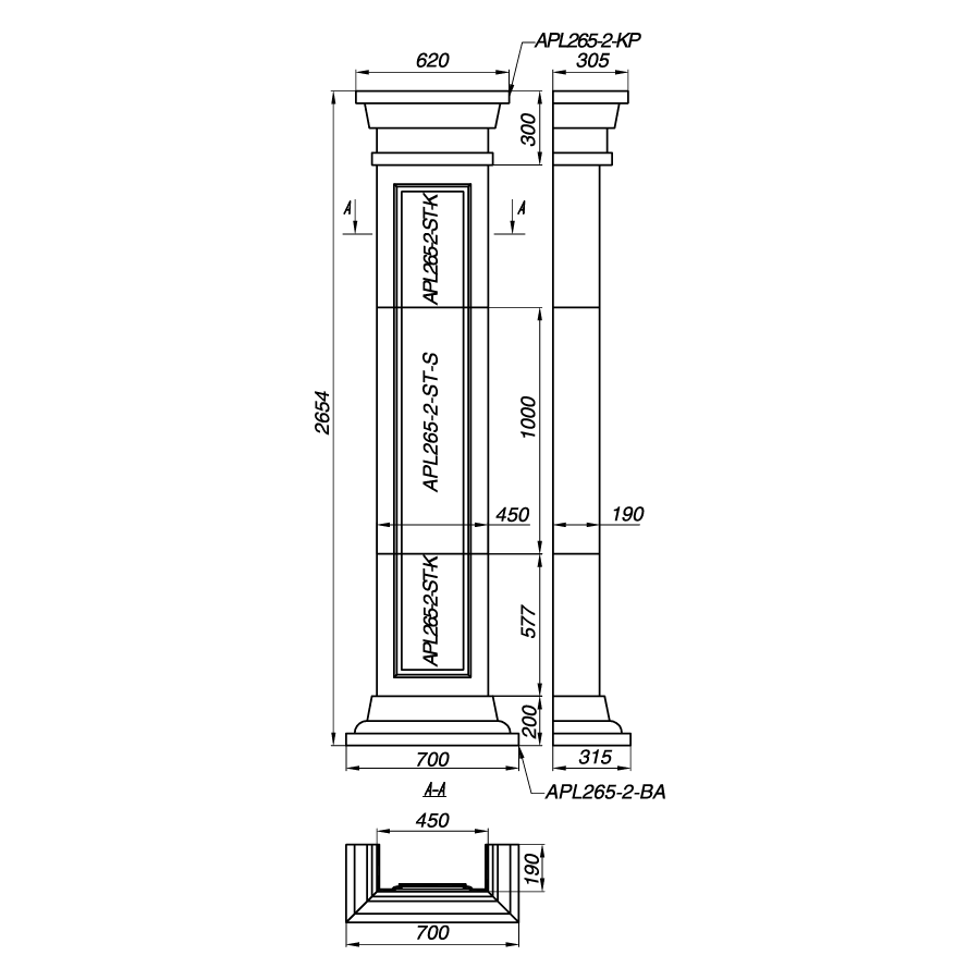 Пилястра APL265-2